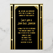 Invitation En Aluminium Élégant Mariage Art Déco Gold (Recto)