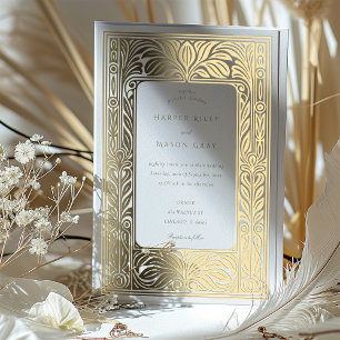 Invitation En Aluminium Élégant Mariage Art déco Gold Foil