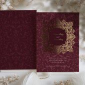 Invitation En Aluminium Élégant Mariage baroque Bourgogne Gold Foil