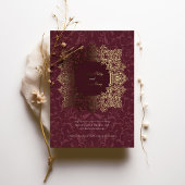 Invitation En Aluminium Élégant Mariage baroque Bourgogne Gold Foil