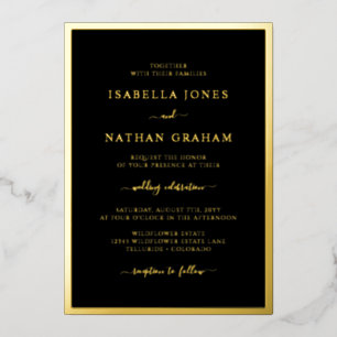 Invitation En Aluminium Élégant Mariage Black Gold
