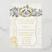 Invitation En Aluminium Elégant Mariage Black & Grey Birdcage or (Recto)