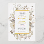 Invitation En Aluminium Elégant Mariage blanc de cadre à fleurs Terre VRAI (Recto)