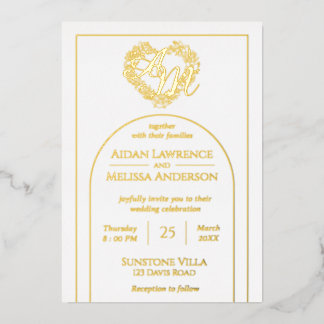 Invitation En Aluminium Élégant Mariage blanc et or