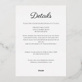 Invitation En Aluminium Élégant Mariage blanc et or simple (Verso)