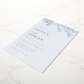 Invitation En Aluminium Elégant Mariage Bleu Victorien Argent (Rotation)