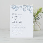 Invitation En Aluminium Elégant Mariage Bleu Victorien Argent (Debout devant)