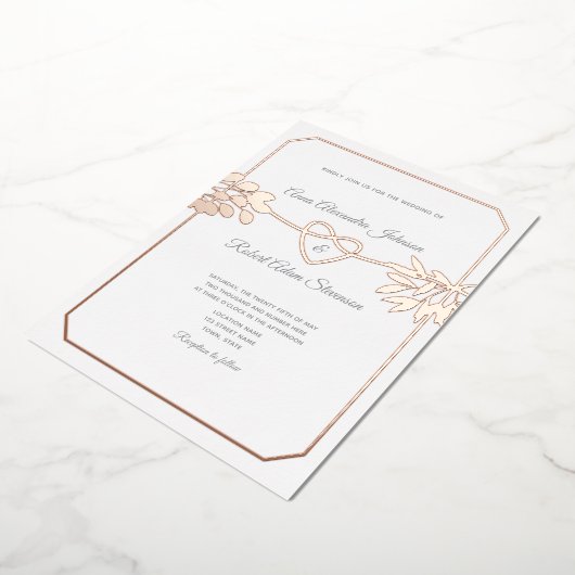 Invitation En Aluminium Élégant Mariage botanique en or (Rotation)