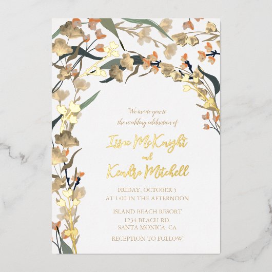Invitation En Aluminium Élégant Mariage botanique neutre Beige Boho (Recto)