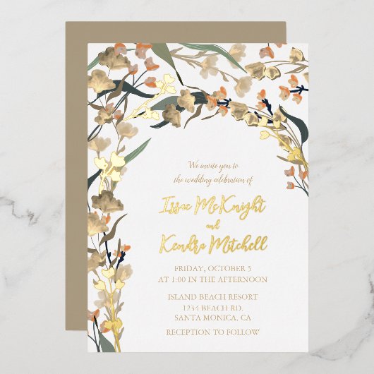 Invitation En Aluminium Élégant Mariage botanique neutre Beige Boho (Recto/Verso)