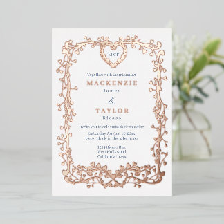 Invitation En Aluminium Élégant Mariage Cadre Français Cœur