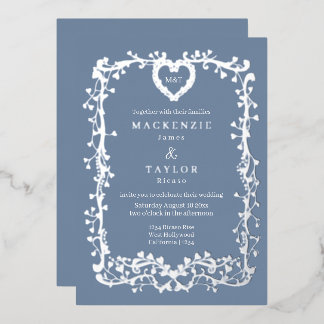Invitation En Aluminium Élégant Mariage Cadre Français Cœur