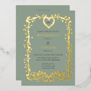 Invitation En Aluminium Élégant Mariage Cadre Français QR Code en forme de