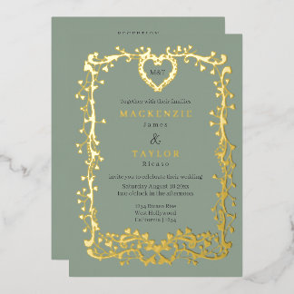 Invitation En Aluminium Élégant Mariage Cadre Français QR Code en forme de
