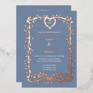 Invitation En Aluminium Élégant Mariage Cadre Français QR Code en forme de
