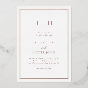 Invitation En Aluminium Élégant Mariage chic Rose or