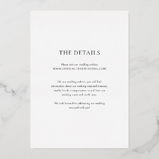 Invitation En Aluminium Élégant mariage classique Enregistrer la date (Verso)