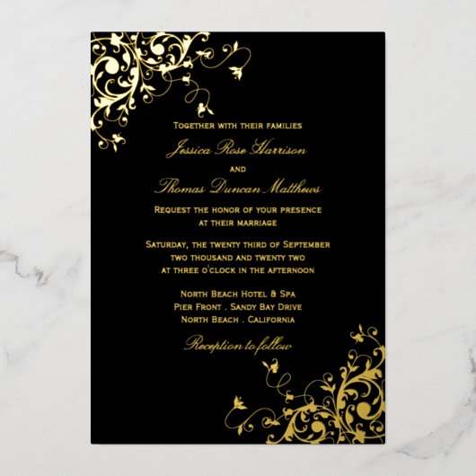 Invitation En Aluminium Élégant Mariage classique Real (Recto)