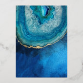 Invitation En Aluminium Élégant Mariage d'Agate Galaxy Bleu & Or (Verso)