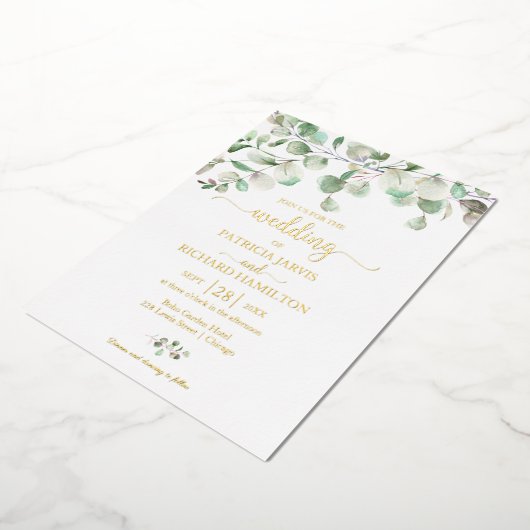 Invitation En Aluminium Elégant Mariage d'aquarelle Eucalyptus (Rotation)