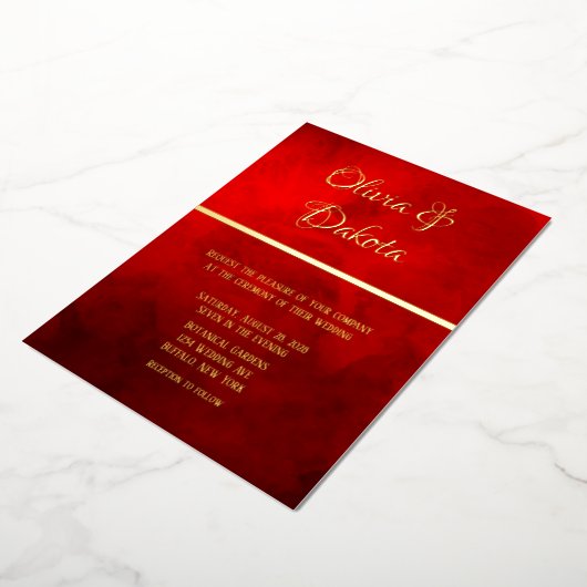 Invitation En Aluminium Élégant Mariage d'aquarelle rouge foncé (Rotation)