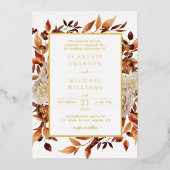 Invitation En Aluminium Élégant Mariage de automne Or (Recto)
