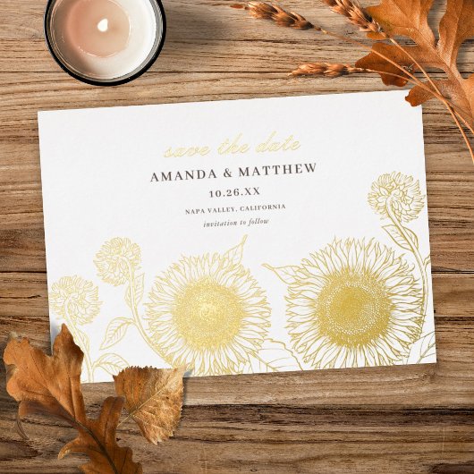 Invitation En Aluminium Élégant Mariage de automne Sunflower Enregistrer l