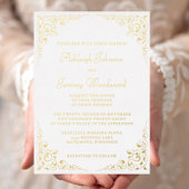 Invitation En Aluminium Élégant Mariage de cadre botanique de script or