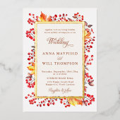 Invitation En Aluminium Elégant Mariage de cadre de baies rouges (Recto)