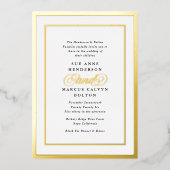 Invitation En Aluminium Élégant Mariage de cadre d'or de calligraphie form (Recto)