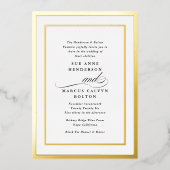 Invitation En Aluminium Élégant Mariage de cadre d'or de calligraphie form (Recto)