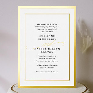 Invitation En Aluminium Élégant Mariage de cadre d'or de calligraphie form