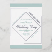 Invitation En Aluminium Elégant Mariage de cadre en argent turquoise (Recto)
