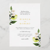 Invitation En Aluminium Élégant Mariage de citrons botaniques (Recto)