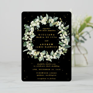 Invitation En Aluminium Elégant Mariage de courge Black Snowberry+Eucalypt