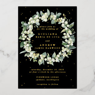 Invitation En Aluminium Elégant Mariage de courge Black Snowberry+Eucalypt