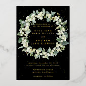 Invitation En Aluminium Elégant Mariage de courge Black Snowberry+Eucalypt (Recto)
