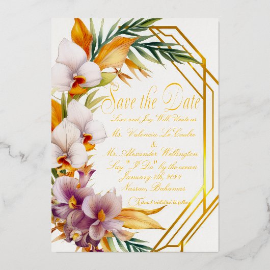 Invitation En Aluminium Élégant mariage de destination tropicale Enregistr (Recto)