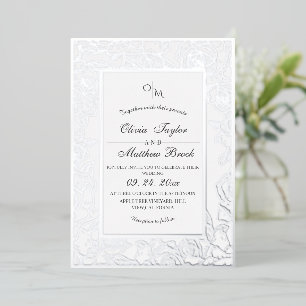 Invitation En Aluminium Élégant Mariage de fleurs modernes blanches