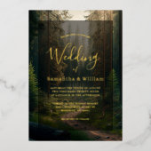 Invitation En Aluminium Élégant Mariage de forêt de pins (Recto)