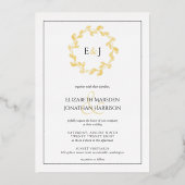 Invitation En Aluminium Élégant Mariage de la feuille de monogramme photo (Recto)