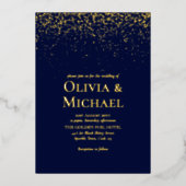 Invitation En Aluminium Élégant Mariage de la flotte Blue Gold (Recto)