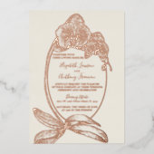 Invitation En Aluminium Elégant Mariage de l'orchidée à huile or réel (Recto)