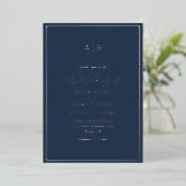 Invitation En Aluminium Élégant Mariage de Monogramme Argent de marine mod (Debout devant)