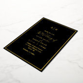 Invitation En Aluminium Élégant Mariage de Monogramme d'or noir moderne (Rotation)
