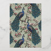 Invitation En Aluminium Élégant Mariage de paon floral (Verso)