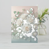 Invitation En Aluminium Élégant Mariage de Roses Blanches (Debout devant)