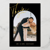 Invitation En Aluminium Élégant Mariage de script d'arc noir (Recto)