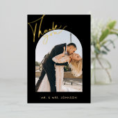 Invitation En Aluminium Élégant Mariage de script d'arc noir (Debout devant)