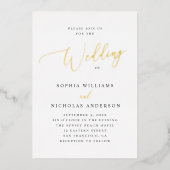 Invitation En Aluminium Élégant Mariage de script Gold | Classique minimal (Recto)